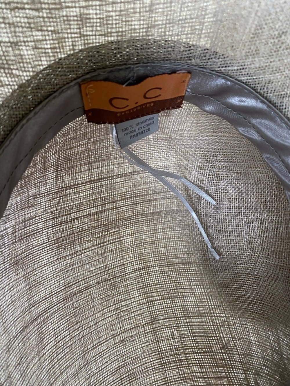 Taupe Women's Dress Hat with Black Trim and Floral Accent - Picture 3 of 3